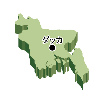 バングラデシュ人民共和国無料フリーイラスト｜首都名・立体(緑)